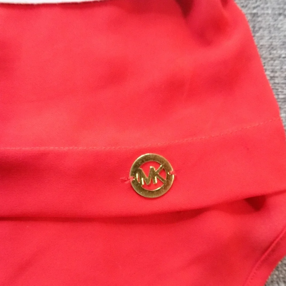Michael Kors Tank Top Womens Medium Red Striped Good Layered High-Low MK Logo